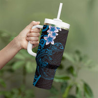 New Zealand Tuatara Plumeria Tumbler With Handle Maori Blue Koru Tribal Tattoo LT01 - Polynesian Pride