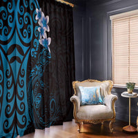 New Zealand Tuatara Plumeria Window Curtain Maori Blue Koru Tribal Tattoo LT01 - Polynesian Pride