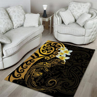 New Zealand Tuatara Plumeria Area Rug Maori Gold Koru Tribal Tattoo LT01 - Polynesian Pride