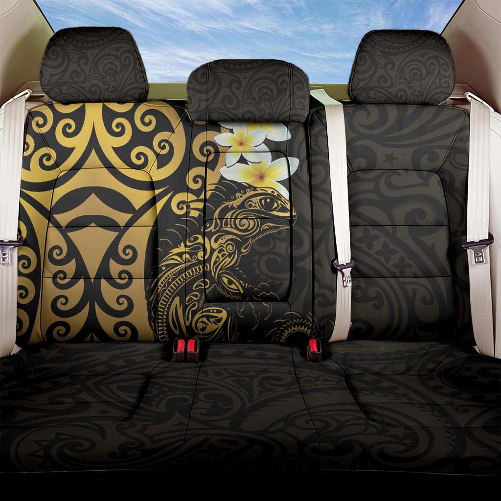 New Zealand Tuatara Plumeria Back Car Seat Cover Maori Gold Koru Tribal Tattoo LT01 One Size Gold - Polynesian Pride
