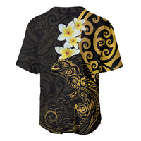 New Zealand Tuatara Plumeria Baseball Jersey Maori Gold Koru Tribal Tattoo LT01 - Polynesian Pride
