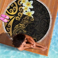New Zealand Tuatara Plumeria Beach Blanket Maori Gold Koru Tribal Tattoo LT01 - Polynesian Pride