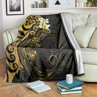 New Zealand Tuatara Plumeria Blanket Maori Gold Koru Tribal Tattoo LT01 Gold - Polynesian Pride