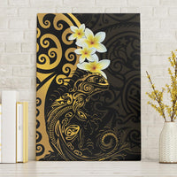 New Zealand Tuatara Plumeria Canvas Wall Art Maori Gold Koru Tribal Tattoo LT01 Without Frame Gold - Polynesian Pride