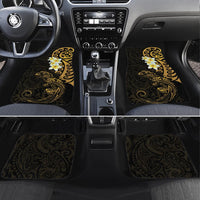 New Zealand Tuatara Plumeria Car Mats Maori Gold Koru Tribal Tattoo LT01 Set 4pcs Gold - Polynesian Pride