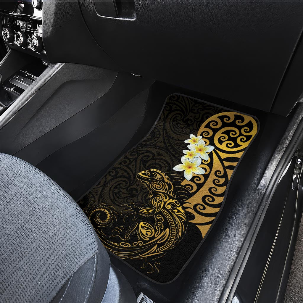New Zealand Tuatara Plumeria Car Mats Maori Gold Koru Tribal Tattoo LT01 - Polynesian Pride