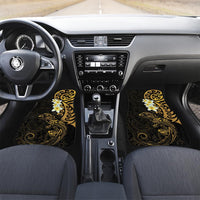 New Zealand Tuatara Plumeria Car Mats Maori Gold Koru Tribal Tattoo LT01 Set 2pcs - Front Gold - Polynesian Pride