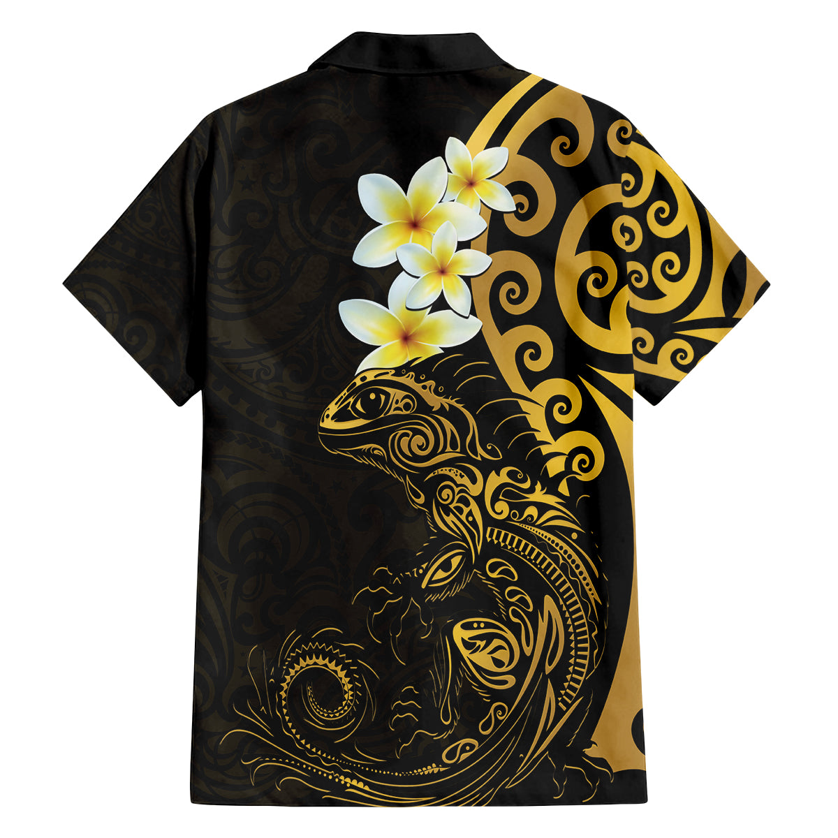 New Zealand Tuatara Plumeria Family Matching Off The Shoulder Long Sleeve Dress and Hawaiian Shirt Maori Gold Koru Tribal Tattoo LT01 - Polynesian Pride