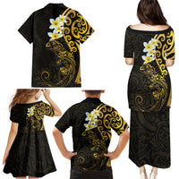 New Zealand Tuatara Plumeria Family Matching Puletasi and Hawaiian Shirt Maori Gold Koru Tribal Tattoo LT01 - Polynesian Pride