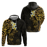 New Zealand Tuatara Plumeria Hoodie Maori Gold Koru Tribal Tattoo LT01 - Polynesian Pride