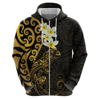 New Zealand Tuatara Plumeria Hoodie Maori Gold Koru Tribal Tattoo LT01 - Polynesian Pride