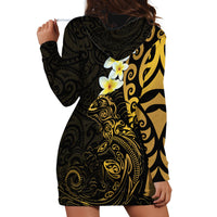 New Zealand Tuatara Plumeria Hoodie Dress Maori Gold Koru Tribal Tattoo LT01 - Polynesian Pride