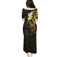 New Zealand Tuatara Plumeria Puletasi Maori Gold Koru Tribal Tattoo LT01 - Polynesian Pride