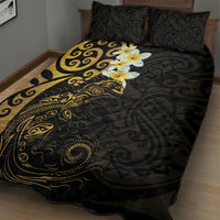 New Zealand Tuatara Plumeria Quilt Bed Set Maori Gold Koru Tribal Tattoo LT01 - Polynesian Pride