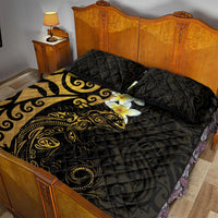 New Zealand Tuatara Plumeria Quilt Bed Set Maori Gold Koru Tribal Tattoo LT01 - Polynesian Pride