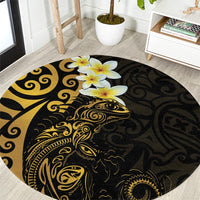 New Zealand Tuatara Plumeria Round Carpet Maori Gold Koru Tribal Tattoo LT01 Gold - Polynesian Pride