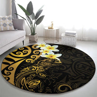 New Zealand Tuatara Plumeria Round Carpet Maori Gold Koru Tribal Tattoo LT01 - Polynesian Pride