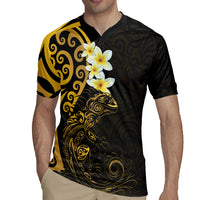 New Zealand Tuatara Plumeria Rugby Jersey Maori Gold Koru Tribal Tattoo LT01 - Polynesian Pride
