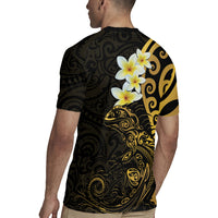 New Zealand Tuatara Plumeria Rugby Jersey Maori Gold Koru Tribal Tattoo LT01 - Polynesian Pride