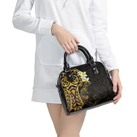 New Zealand Tuatara Plumeria Shoulder Handbag Maori Gold Koru Tribal Tattoo LT01 - Polynesian Pride