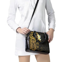 New Zealand Tuatara Plumeria Shoulder Handbag Maori Gold Koru Tribal Tattoo LT01 - Polynesian Pride