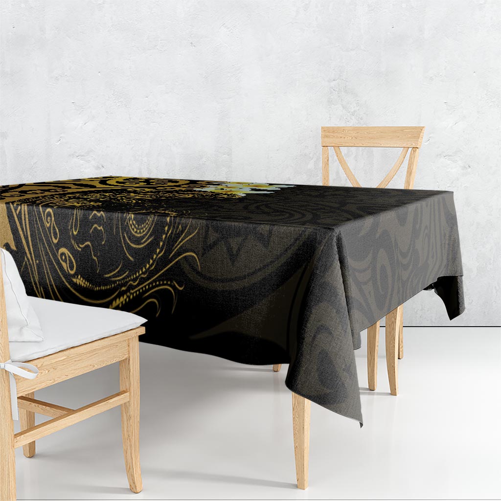 New Zealand Tuatara Plumeria Tablecloth Maori Gold Koru Tribal Tattoo LT01 - Polynesian Pride