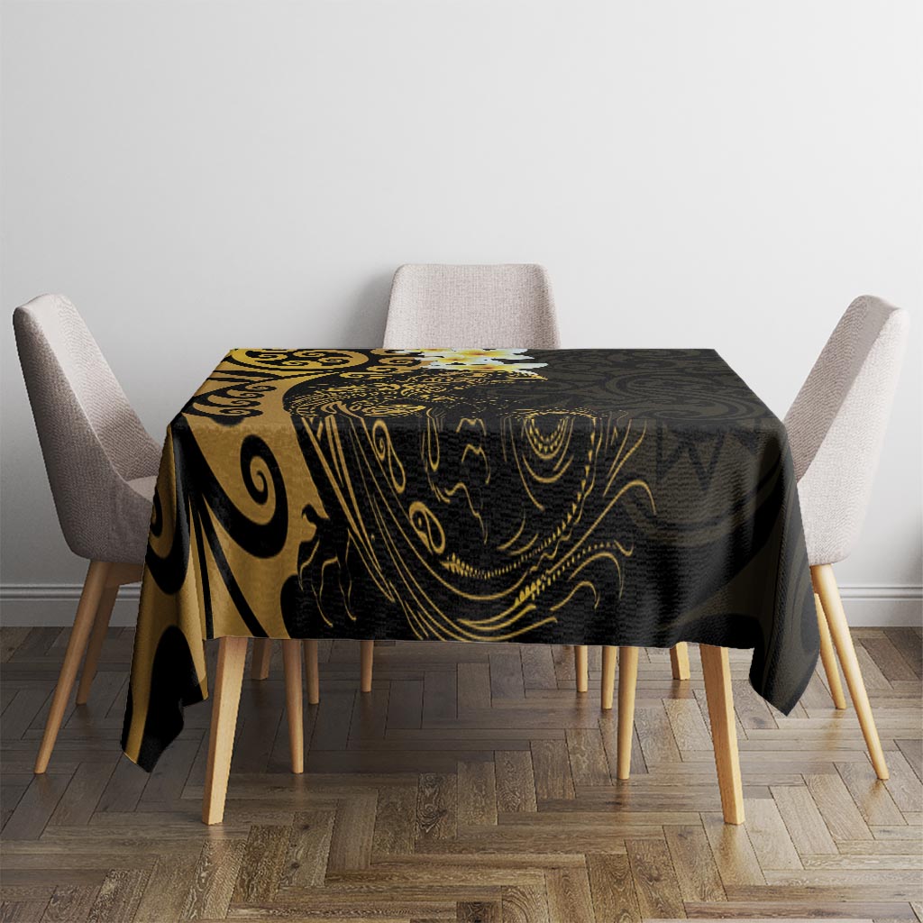 New Zealand Tuatara Plumeria Tablecloth Maori Gold Koru Tribal Tattoo LT01 - Polynesian Pride