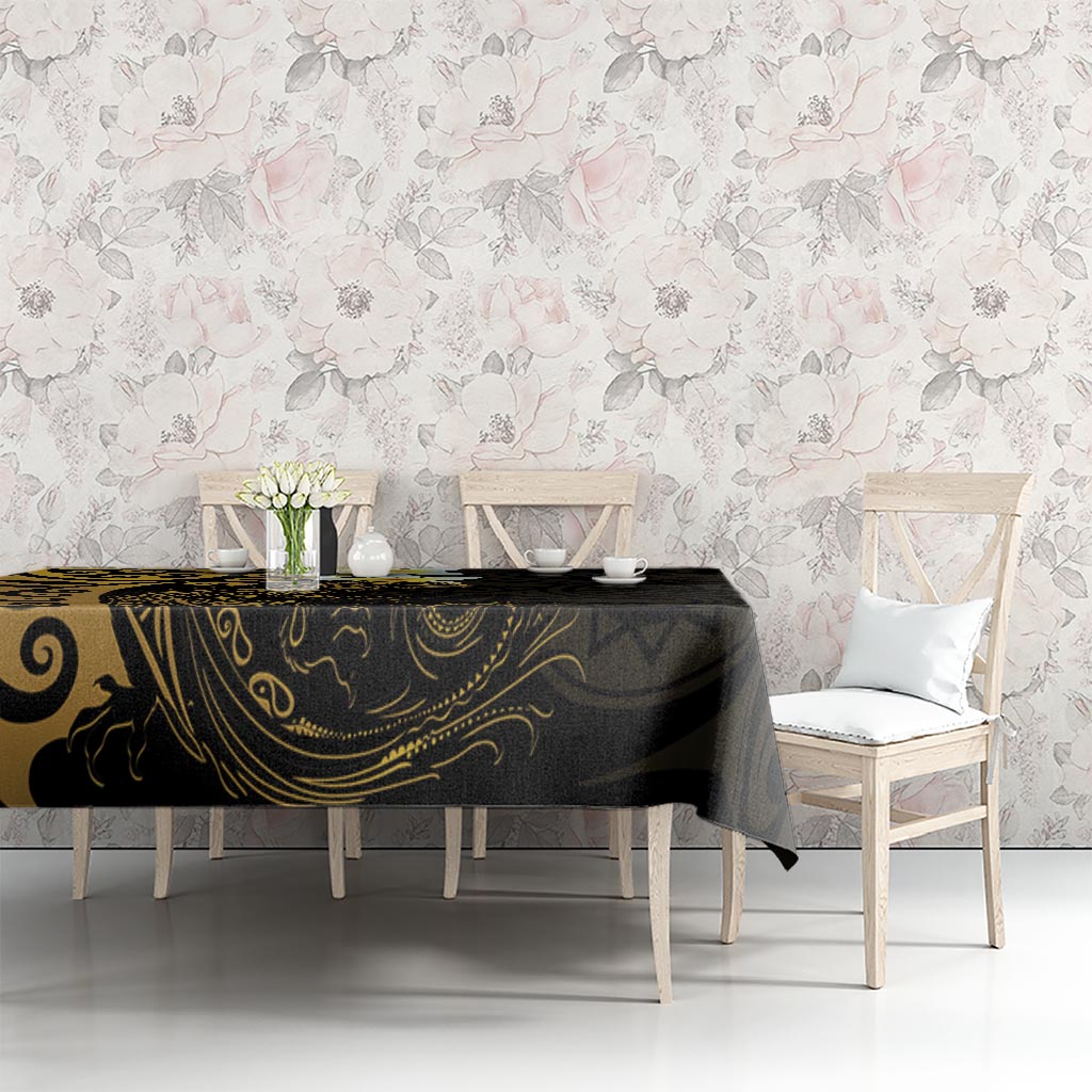 New Zealand Tuatara Plumeria Tablecloth Maori Gold Koru Tribal Tattoo LT01 - Polynesian Pride