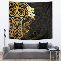 New Zealand Tuatara Plumeria Tapestry Maori Gold Koru Tribal Tattoo LT01 Gold - Polynesian Pride