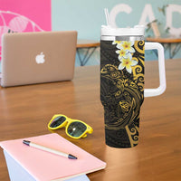 New Zealand Tuatara Plumeria Tumbler With Handle Maori Gold Koru Tribal Tattoo LT01 - Polynesian Pride