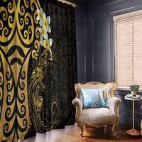 New Zealand Tuatara Plumeria Window Curtain Maori Gold Koru Tribal Tattoo LT01 - Polynesian Pride