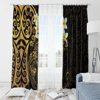 New Zealand Tuatara Plumeria Window Curtain Maori Gold Koru Tribal Tattoo LT01 - Polynesian Pride