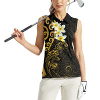 New Zealand Tuatara Plumeria Women Sleeveless Polo Shirt Maori Gold Koru Tribal Tattoo LT01 - Polynesian Pride