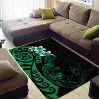 New Zealand Tuatara Plumeria Area Rug Maori Green Koru Tribal Tattoo LT01 - Polynesian Pride