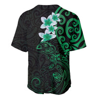 New Zealand Tuatara Plumeria Baseball Jersey Maori Green Koru Tribal Tattoo LT01 - Polynesian Pride