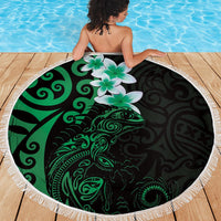 New Zealand Tuatara Plumeria Beach Blanket Maori Green Koru Tribal Tattoo LT01 - Polynesian Pride