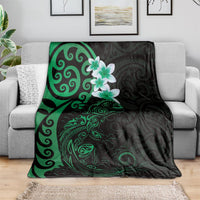 New Zealand Tuatara Plumeria Blanket Maori Green Koru Tribal Tattoo LT01 - Polynesian Pride