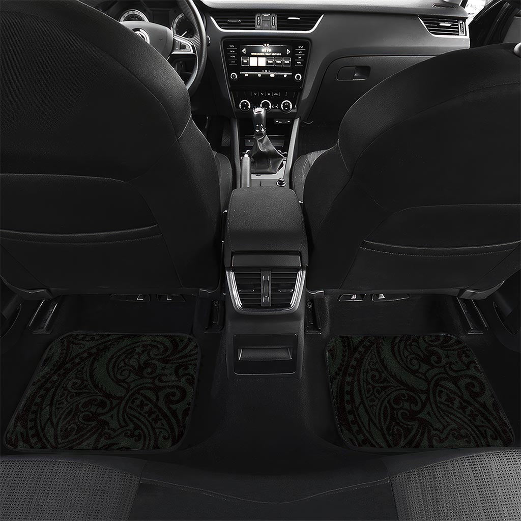 New Zealand Tuatara Plumeria Car Mats Maori Green Koru Tribal Tattoo LT01 Set 2pcs - Back Green - Polynesian Pride