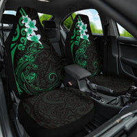 New Zealand Tuatara Plumeria Car Seat Cover Maori Green Koru Tribal Tattoo LT01 One Size Green - Polynesian Pride