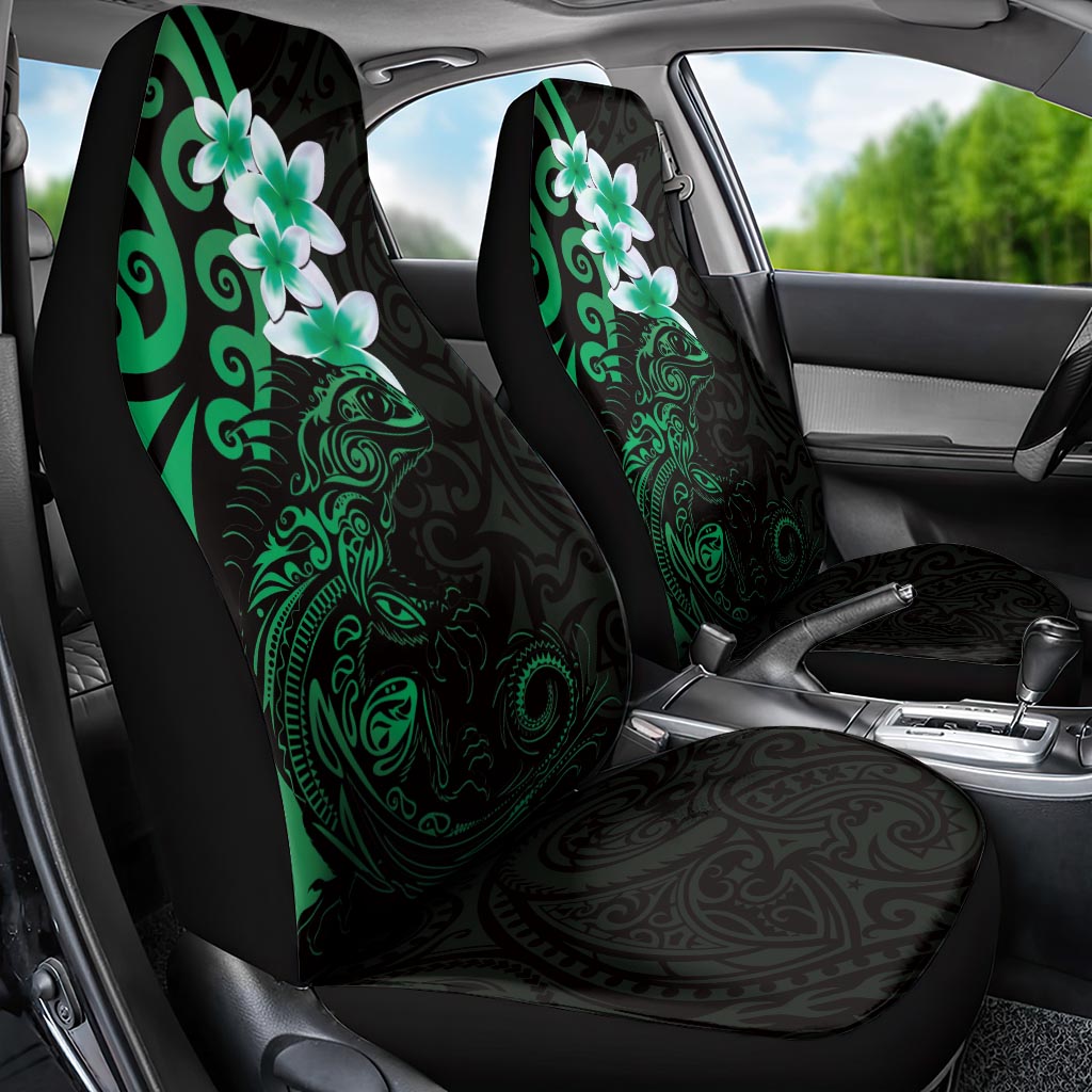 New Zealand Tuatara Plumeria Car Seat Cover Maori Green Koru Tribal Tattoo LT01 - Polynesian Pride