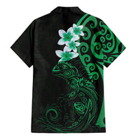 New Zealand Tuatara Plumeria Family Matching Mermaid Dress and Hawaiian Shirt Maori Green Koru Tribal Tattoo LT01 - Polynesian Pride