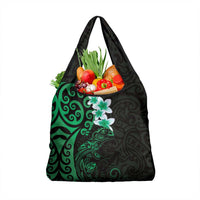 New Zealand Tuatara Plumeria Grocery Bag Maori Green Koru Tribal Tattoo LT01 1-pack One Size Green - Polynesian Pride