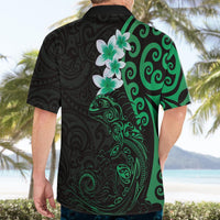 New Zealand Tuatara Plumeria Hawaiian Shirt Maori Green Koru Tribal Tattoo LT01 - Polynesian Pride