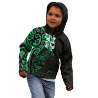 New Zealand Tuatara Plumeria Kid Hoodie Maori Green Koru Tribal Tattoo LT01 - Polynesian Pride