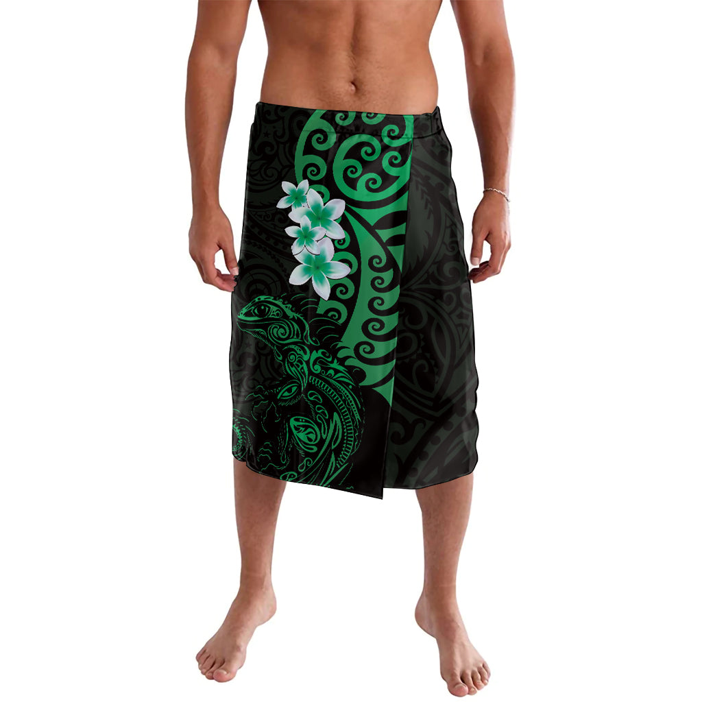 New Zealand Tuatara Plumeria Lavalava Maori Green Koru Tribal Tattoo LT01 Green - Polynesian Pride