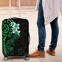 New Zealand Tuatara Plumeria Luggage Cover Maori Green Koru Tribal Tattoo
