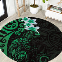 New Zealand Tuatara Plumeria Round Carpet Maori Green Koru Tribal Tattoo LT01 Green - Polynesian Pride
