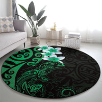 New Zealand Tuatara Plumeria Round Carpet Maori Green Koru Tribal Tattoo LT01 - Polynesian Pride