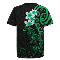 New Zealand Tuatara Plumeria Rugby Jersey Maori Green Koru Tribal Tattoo LT01 - Polynesian Pride