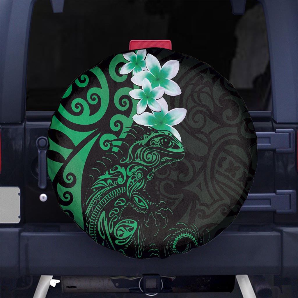 New Zealand Tuatara Plumeria Spare Tire Cover Maori Green Koru Tribal Tattoo LT01 - Polynesian Pride